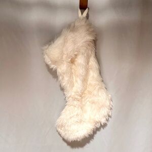 Fluffy Cream Faux Fur Christmas Stocking Decoration 20”H